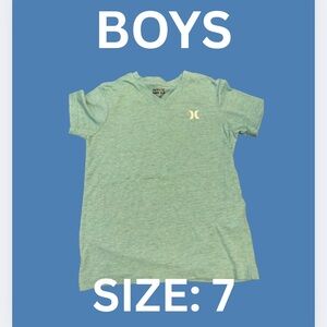 HURLEY BOYS VNECK TOP- TEAL/ BLACK